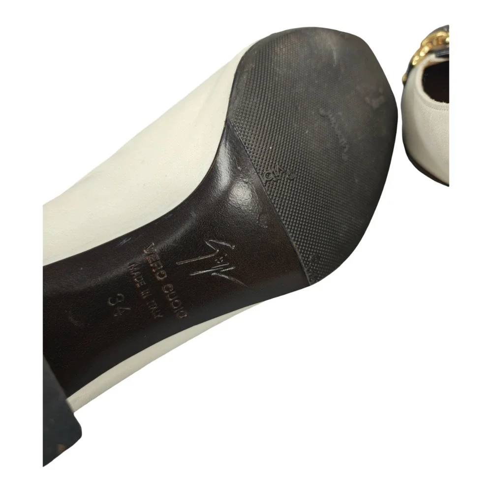 Giuseppe Zanotti Two-Tone Leather Fringe Pumps with Gold-Tone Sz. 34/US4